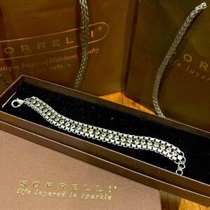 Sorrelli Antique Silver Tennis Bracelet with Pink Crystals